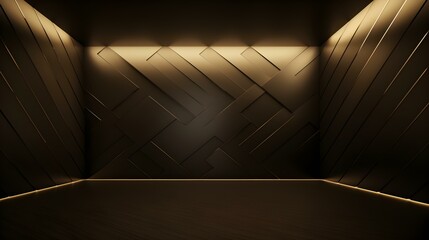 Obraz premium Empty dark gold Studio Background with beautiful Lighting. Modern Space for Product Presentation