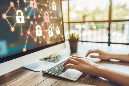 Data protection strategies include traceroute to manage network traffic and secure access, fortified by privacy settings and padlocks against cyber threats.