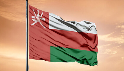 Realistic Artistic Representation of Oman waving flag