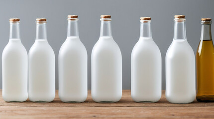 bottle and glass, container, mockup 