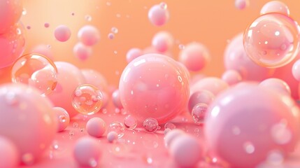 Pink background wallpaper collection with glossy balls. 3D render image with texture ideal for marketing and social media images. Minimal canvas copy space for text and images. High quality photo