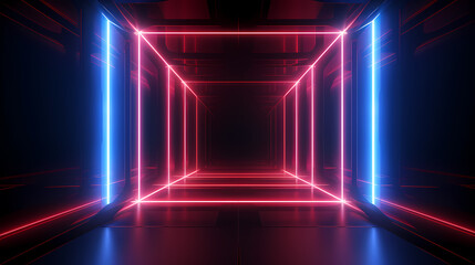 Fototapeta premium Abstract neon background with blue and red glowing lines