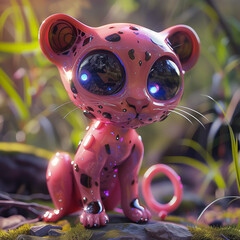 3d render of a pink cat