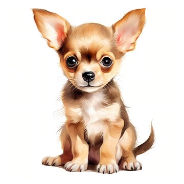 recommend clip art: Chihuahua. Puppy dog. Chihuahua dog clipart. Watercolor illustration. Generative AI. Detailed illustration.
