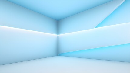 Empty light blue Studio Background with beautiful Lighting. Modern Space for Product Presentation