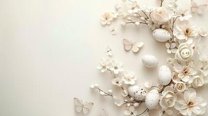 Elegant Easter wreath decorated with white flowers