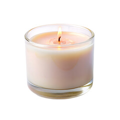 Spa composition with burning candle, bath towels close up.