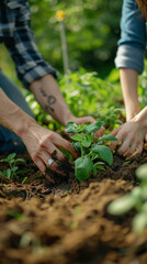 hands planting a plant for a healthy and ecological environment