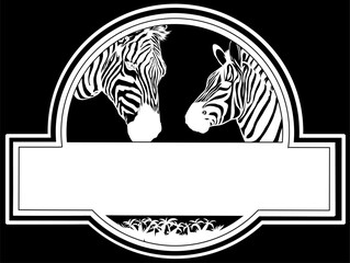 white silhouette of zebra standing isolated on black background digital illustration