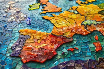 multicolored and bright spain map
