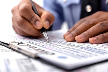 signing a document with a pen. Fine or infringement concept