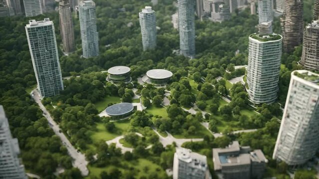 An eco-friendly futuristic city where nature and technology coexist in harmony.