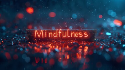 Red LED Mindfulness concept art poster.