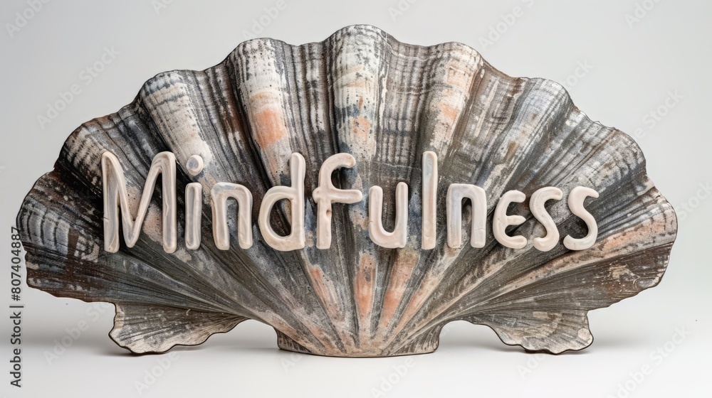 Wall mural The word Mindfulness created in Scallop Shell Letters.