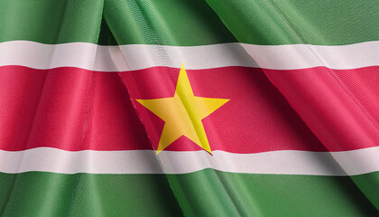 Obraz premium Realistic Artistic Representation of Suriname waving flag