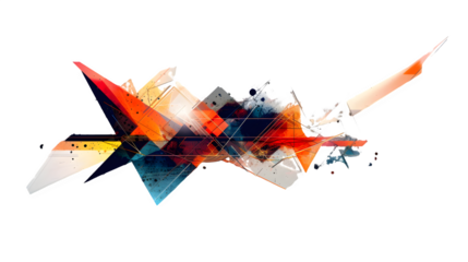 Colorful geometrical shapes isolated on a transparent background, PNG, Ai