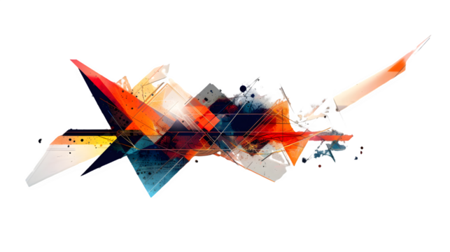 Colorful geometrical shapes isolated on a transparent background, PNG, Ai