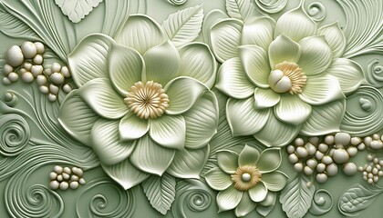 close up of a flower. Envision a sophisticated arrangement of 3D floral patterns