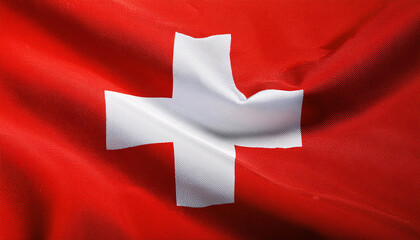 Realistic Artistic Representation of Switzerland waving flag