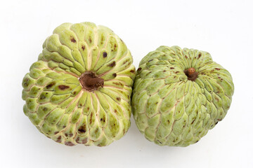 Custard apple fruit on white background.