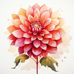 Watercolor zinnia clipart in bold and vibrant colors, high detailed, clean sharp focus, unique hyper illustrations