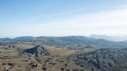 Obraz premium Aerial photo from drone to Sierra Gorda de Loja Mountain range. Loja, province of Granada, Andalusia,Spain 