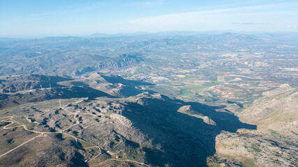 Fototapeta premium Aerial photo from drone to Sierra Gorda de Loja Mountain range. Loja, province of Granada, Andalusia,Spain 