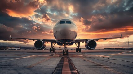 Carry-on in front of a plane in an airport