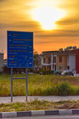 Sunset in Cyprus. View of Paphos coast at sunset. Evening landscape of Cyprus.