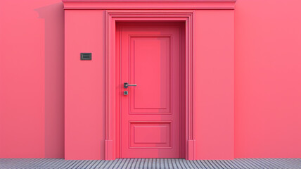 Closed door with frame Isolated on pink wall background vector design.