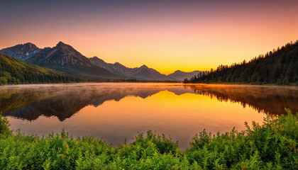 Serene Dawn at the Majestic Lake