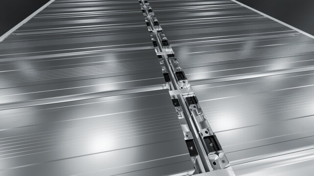 Electric vehicle lithium ion rechargeable battery module inside metal enclosure packed for car, new solid li-ion cell pack manufacturing for transportation energy storage industry 3D rendering