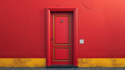 Closed red door with frame Isolated on background vector design.