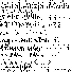 Cryptic unreadable isolated pixel Text. Futuristic alien alphabet. Abstract illegible symbols of fictional language. Incomprehensible letters. Transparent background.