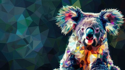 Hipster animal realistic and polygonal koala on artistic watercolor background AI generated