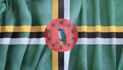 Realistic Artistic Representation of The Commonwealth of Dominica waving flag