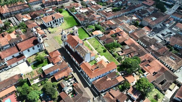 Explore the stunning S&atilde;o Francisco de Assis Church in Mariana, Minas Gerais, Brazil, in the daylight, captured with the powerful DJI Mavic 3 drone. Discover the beauty and grandeur of this historical 