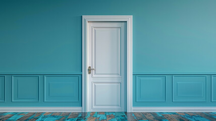 Closed Door with Frame Isolated on Background.