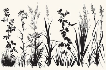 Shades of Nature: A Series of Black and White Illustrations Showcasing Diverse Flora.