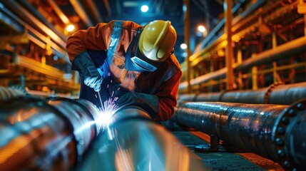 Industrial Digital Visualization of Heavy Industry Welder Work AI generated