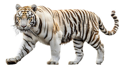 Obraz premium Snow tiger isolated on a transparent background, PNG, Ai
