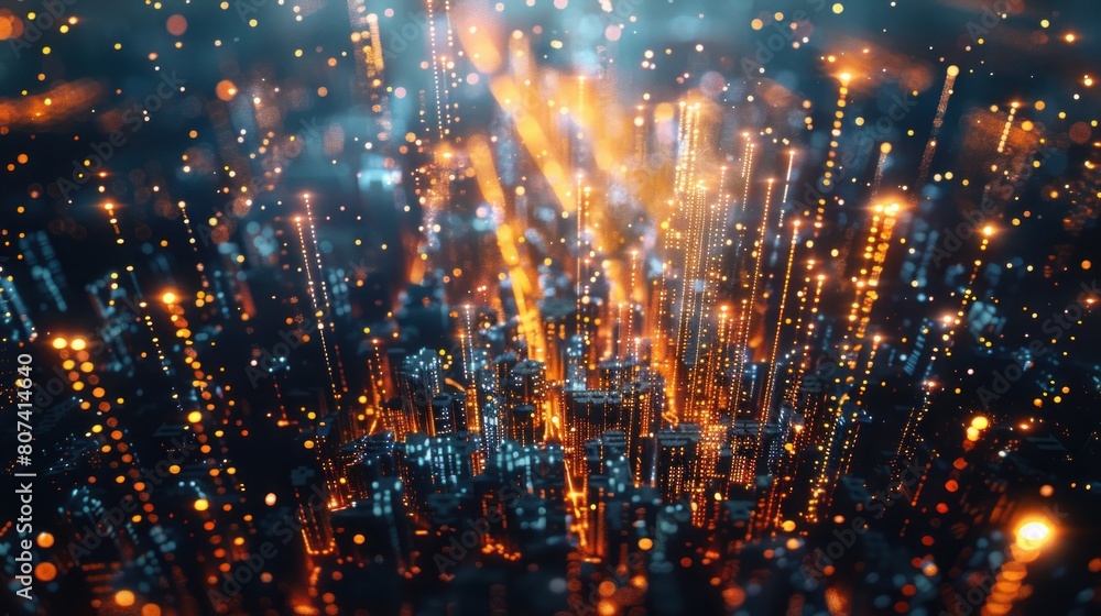 Poster smart city and abstract line and dot connect with gradient line design , big data connection technol