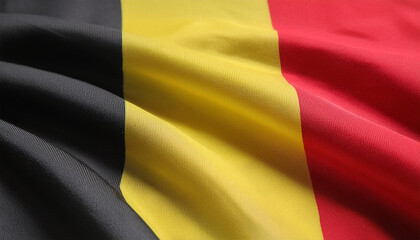 Realistic Artistic Representation of The Kingdom of Belgium waving flag