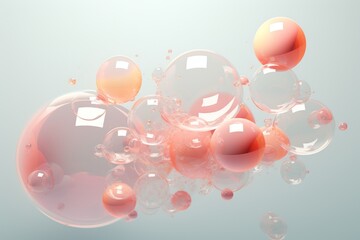 Floating glass spheres in pastel colors