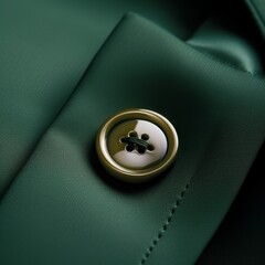 Elegant green fabric with a golden button