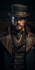 Obraz premium Mysterious man in vintage attire