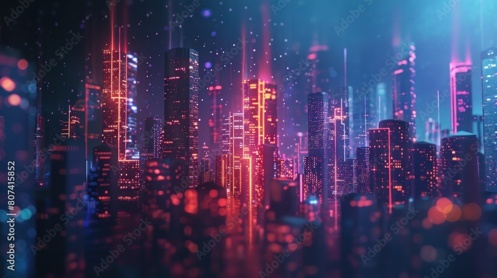 Poster smart city and abstract line and dot connect with gradient line design , big data connection technol