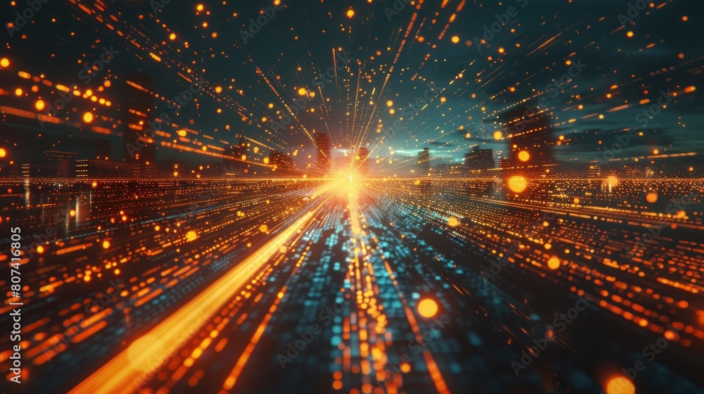 Poster smart city and abstract line and dot connect with gradient line design , big data connection technol