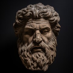 Obraz premium Dramatic stone sculpture of an ancient bearded man