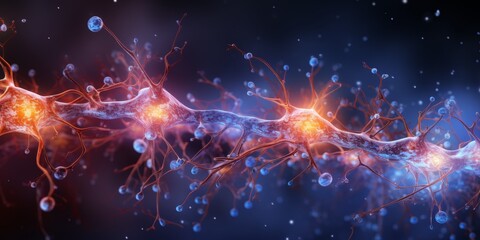 Fototapeta premium Glowing neural network connections in space